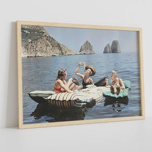 Women Eating Spaghetti On Lake, Women Eating Wall Art, Women Prints, Girls Poster, Vintage Wall Art, Women Lake