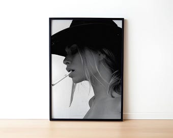 Cowgirl Art Print, Wall Art, Western Aesthetic, Modern Black and White, Trendy Art Print, Fashion Poster, Digital Download, PRINTABLE Art