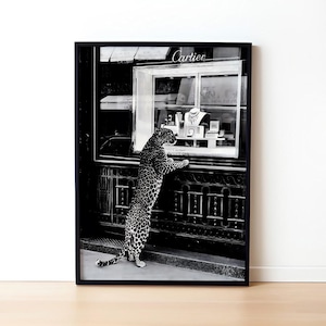 Modeschmuck Panther im Schmuck Poster, Trendy Print, schwarz weiß, Vintage Fotografie, Fashion Print, Wand Kunst Poster, Vintage Print
