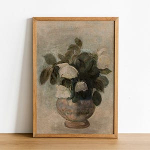 Vintage Flower Oil Print Wall Art, Botanical Wall Art, Vintage Life Flower Wall Art, Large Canvas Living Room, Botanical Wall Decor, Digital