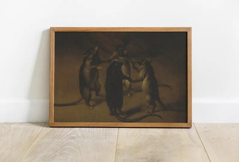 Renaissance Rats The Dance of the Rats, Weirdart Print, Renaissance Art, Weird Antique ...