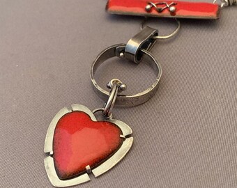 Enameled heart in sterling silver necklace
