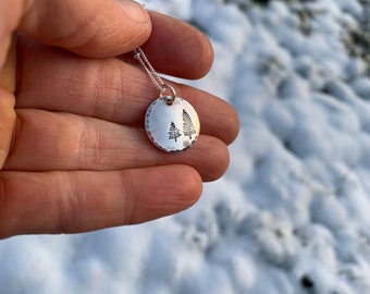 Pine Tree Necklace, two pines, tree necklace
