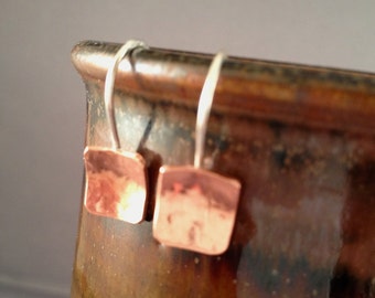 Geometric Copper and Silver Earrings