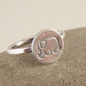Lucky Elephant Ring in Sterling Silver, Silver Ring image 3