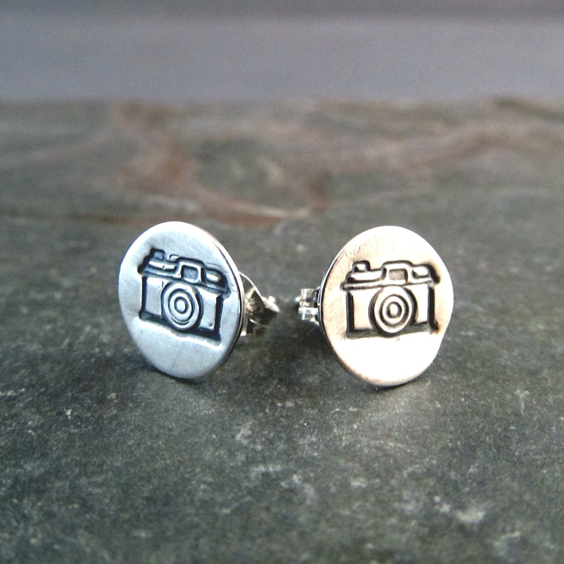Camera Earrings Sterling Silver Studs Photographer Gift Etsy