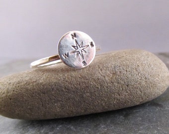 Compass Ring- silver compass ring - graduation gift