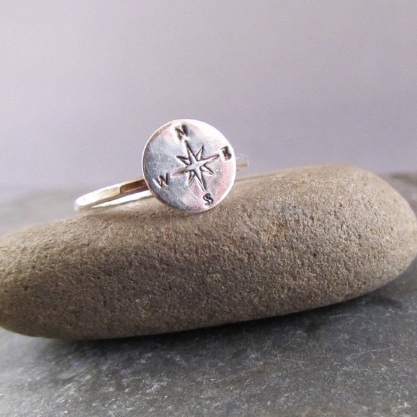 Compass Ring- silver compass ring - graduation gift -travel gift