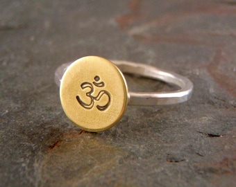 Ohm Ring in Sterling Silver and Brass