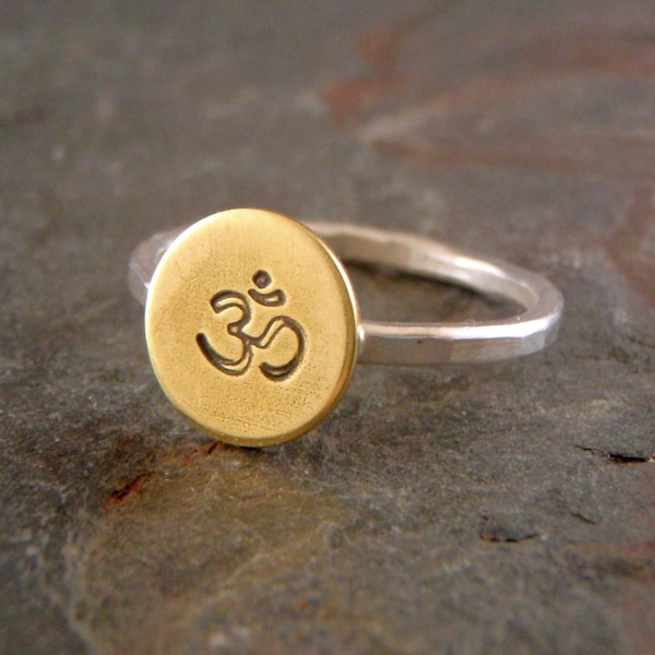 Ohm Ring in Sterling Silver and Brass