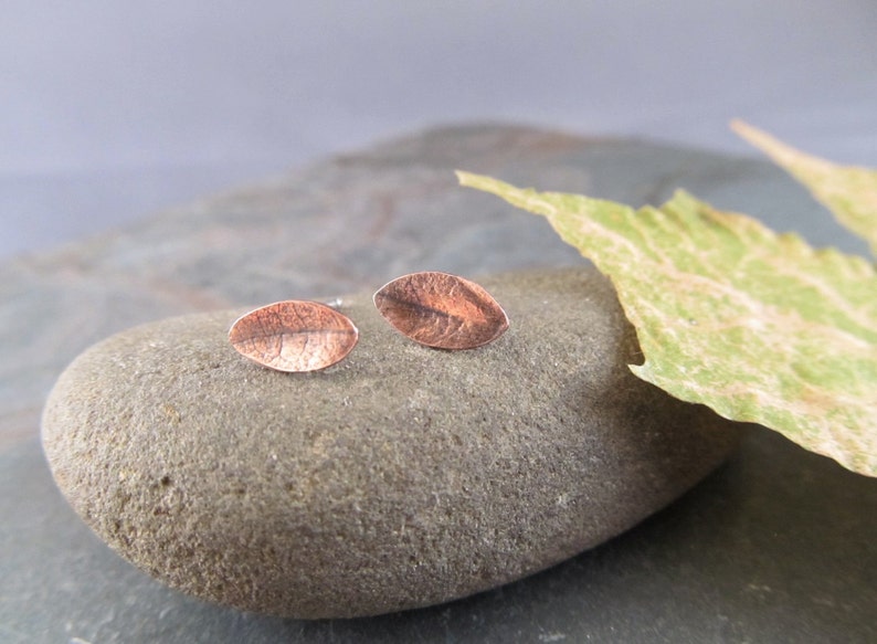 Leaf Earrings Nature Jewelry Botanical Jewelry copper leaf image 1