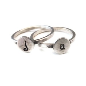 Initial Rings in Sterling Silver Stackable