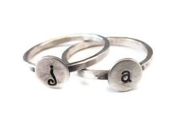 Initial Rings in Sterling Silver Stackable