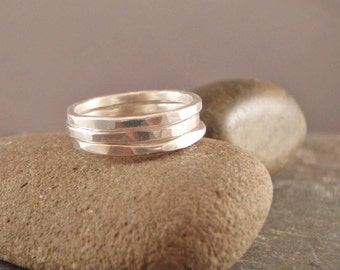 Stacking rings, Silver Stacking Rings Set of Three, Stackable