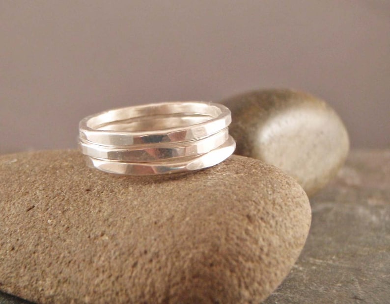 Stacking rings, Silver Stacking Rings Set of Three, Stackable image 1