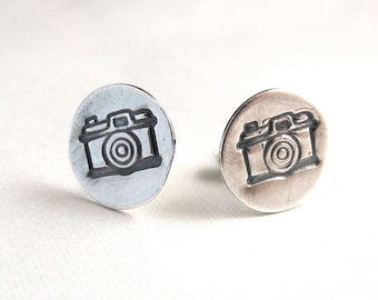 Camera Earrings - Sterling Silver Studs - Photographer Gift