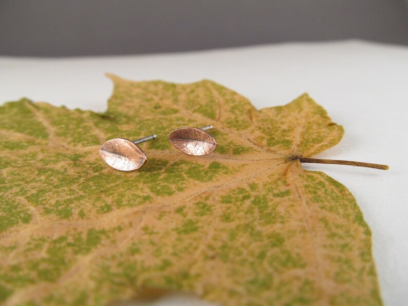 Leaf Earrings Nature Jewelry Botanical Jewelry copper leaf image 4