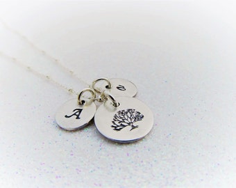 Family Tree Necklace - Mothers Necklace -Tree of Life Necklace - Initial Necklace