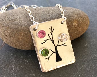 Mothers Necklace, Birthstone Necklace, Personalized Necklace, Family Tree