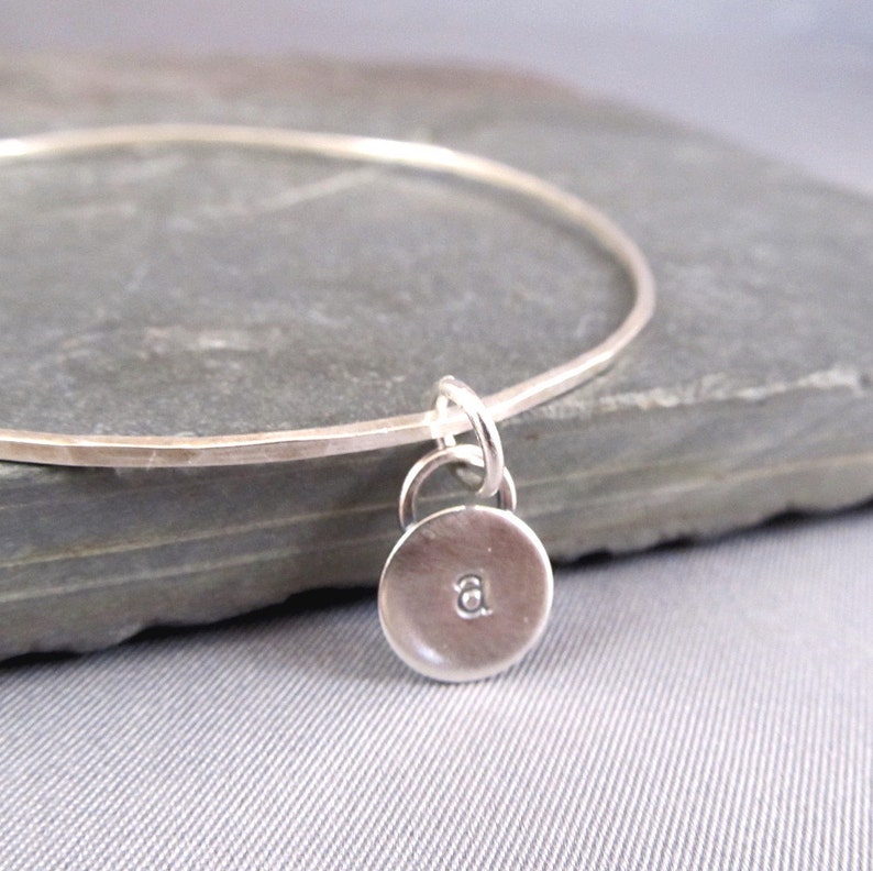 Personalized Sterling Silver Charm Bracelet, Initial Charm, Mothers bracelet image 2