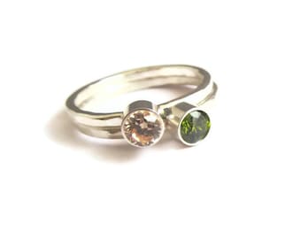 Gemstone Stacking Ring - Birthstone ring - Mothers Ring - Stacking ring