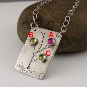 Mothers Necklace Gift for Mom Family Tree Necklace Birthstone Necklace, gemstone necklace image 5
