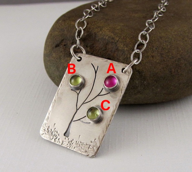 Mothers Necklace Gift for Mom Family Tree Necklace Birthstone Necklace, gemstone necklace image 5