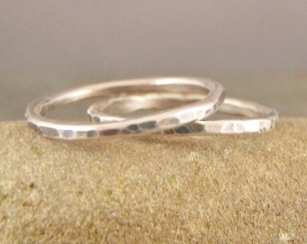 Stacking Rings, silver bands, Sterling Silver Stacking Rings, Set of Two