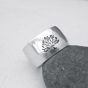 Sterling Silver Band - Tree of Life  Ring -Wide Band -Tree ring - Personalized band