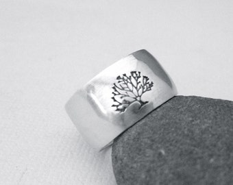 Sterling Silver Band - Tree of Life  Ring -Wide Band -Tree ring - Personalized band