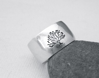 Sterling Silver Band - Tree of Life  Ring -Wide Band -Tree ring - Personalized band