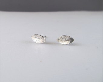 leaf earrings in sterling silver, botanical earrings