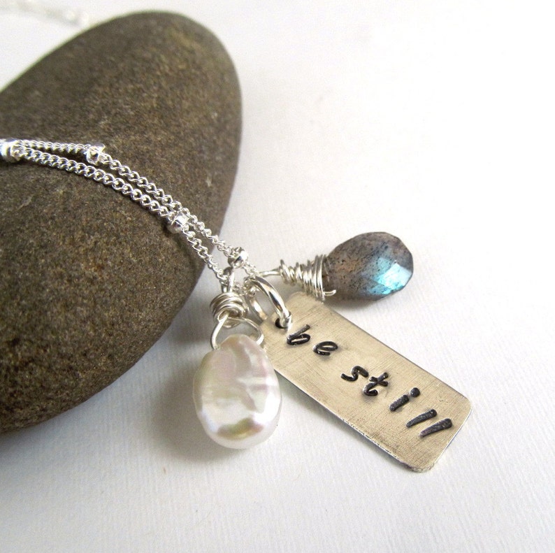 Be Still Necklace Inspirational Necklace graduation gift image 3