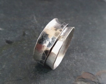 Spinner Ring in sterling silver, meditation ring, rustic spinner