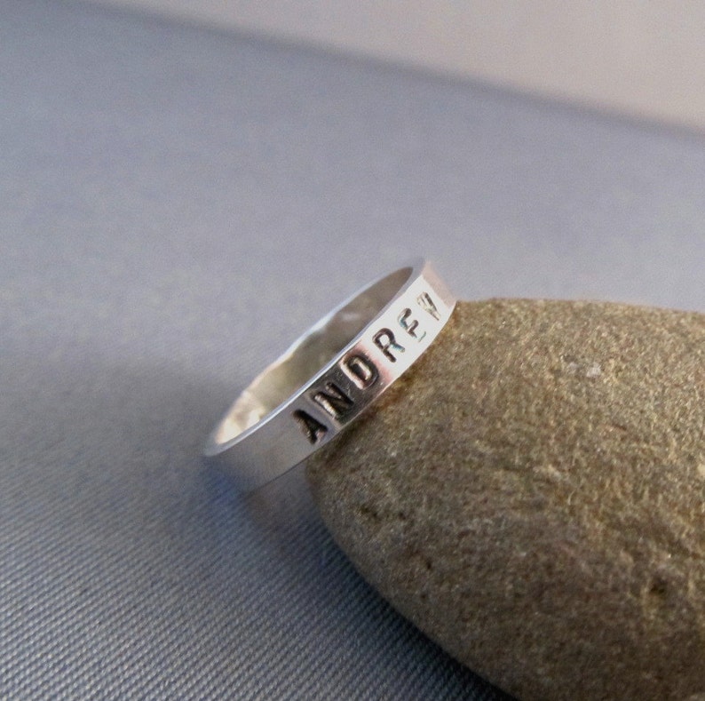 Stackable Name Rings, custom ring, Sterling Silver Name Ring, custom stacking ring image 2