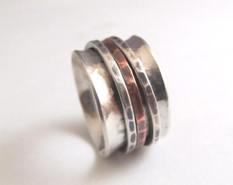 Spinner Ring in Sterling Silver and Copper