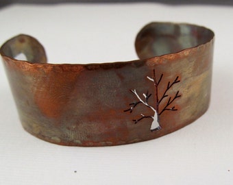 Family Tree Bracelet - Tree Jewelry -  Copper Cuff - Family tree