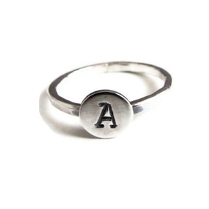 Personalized Mini Monogram Ring in Typewriter font, stacking ring, silver ring, initial ring