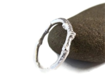 Rustic Twig Ring in Sterling Silver, Twig Band
