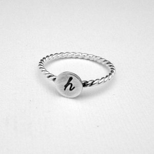 Personalized Ring, Initial Ring, Stacking Ring, Mini Monogram in Sterling Silver image 1