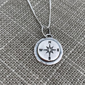 Compass necklace in sterling silver, Hiker gift, Graduaton Gift