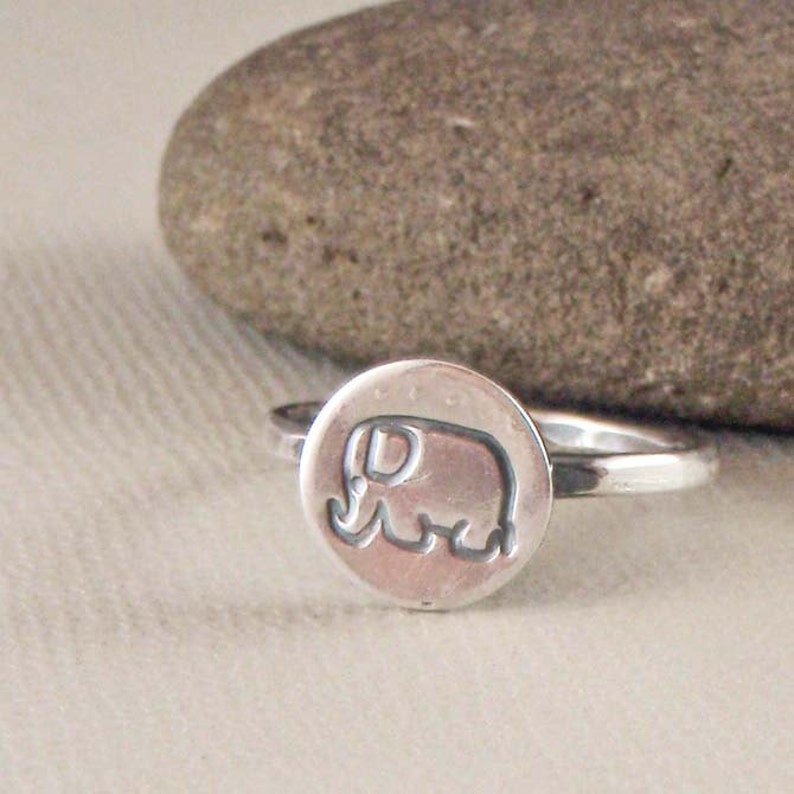 Lucky Elephant Ring in Sterling Silver, Silver Ring image 2