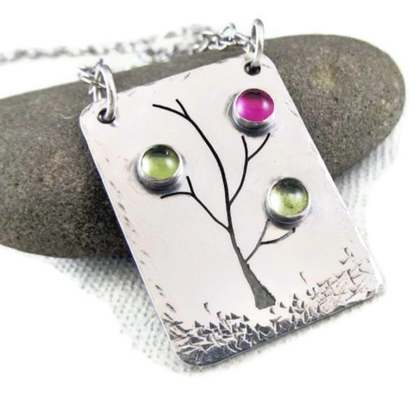 Mothers Necklace - Gift for Mom - Family Tree Necklace - Birthstone Necklace, gemstone necklace