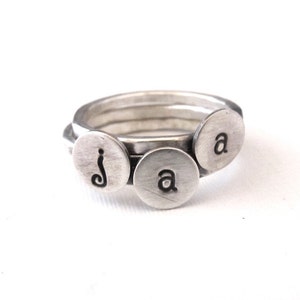 Mini Initial Stacking Rings in Sterling Silver