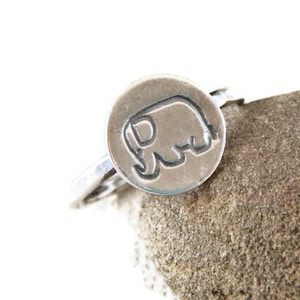 Lucky Elephant Ring in Sterling Silver, Silver Ring image 1