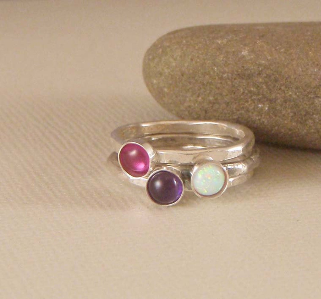 Stackable Mothers Rings Examples Stacking Rings, Mothers Ring, Birthstone Rings in Sterling Silver Set ...