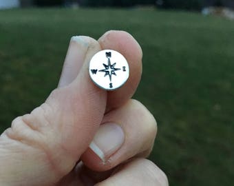 Compass Earring -  silver - graduation gift - travel gift, silver compass