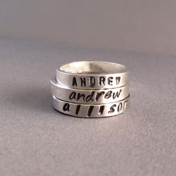 Personalized Ring Name Ring Custom Stamped Ring Mothers