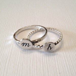 Personalized Ring, Initial Ring, Stacking Ring, Mini Monogram in Sterling Silver image 3
