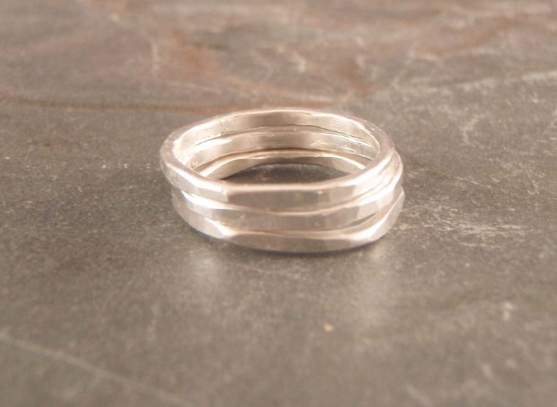 Stacking rings, Silver Stacking Rings Set of Three, Stackable image 3